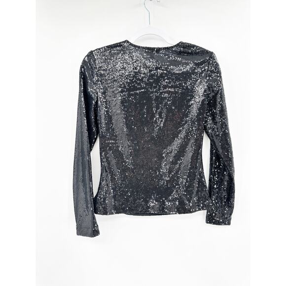 REISS Julianne Black Sequin Top Size 4 US NWT - Picture 3 of 6